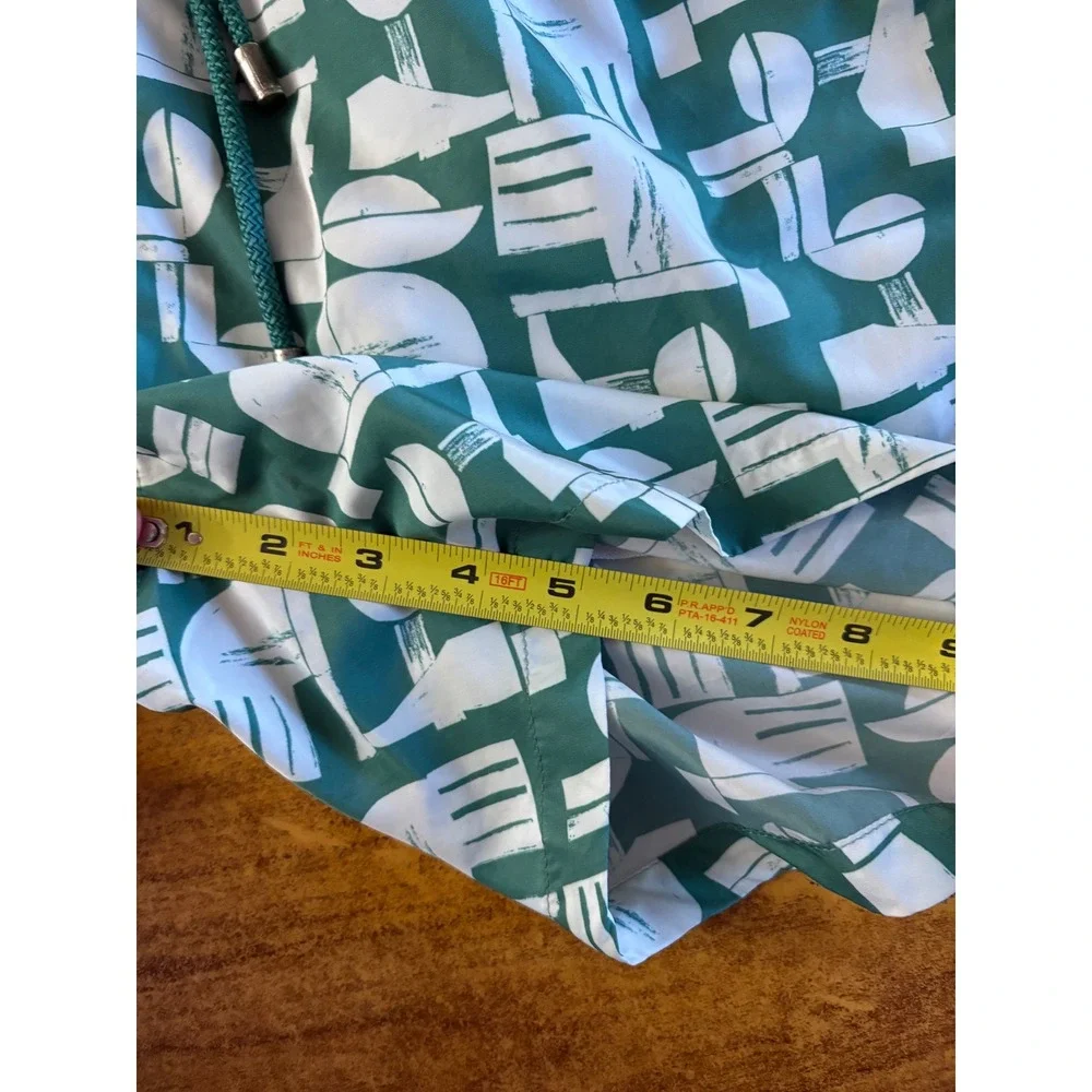 Bluemint Logan Mens Swim Shorts Green White Geometric Abstract Print Size‎ L
